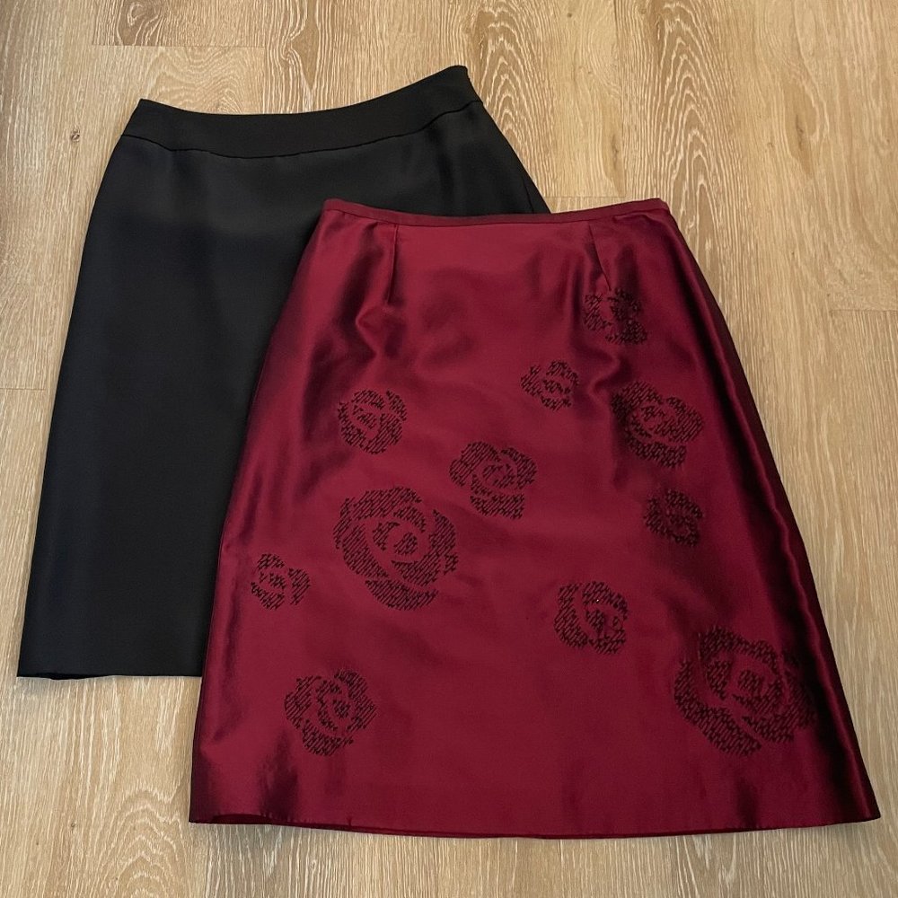 Two (2) Ann Taylor Silk A-line Skirts, Both Size 2P